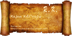 Rajna Károly névjegykártya